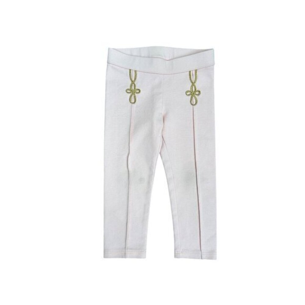 Janie And Jack Toddler Girls Pink Leggings With Gold Embroidered Accents Size 2T